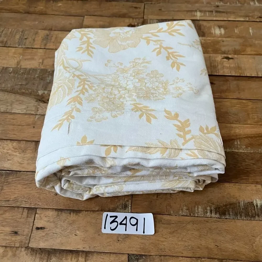 Restoration Hardware Golden Yellow Shower Curtain Cotton Floral Toile Damask